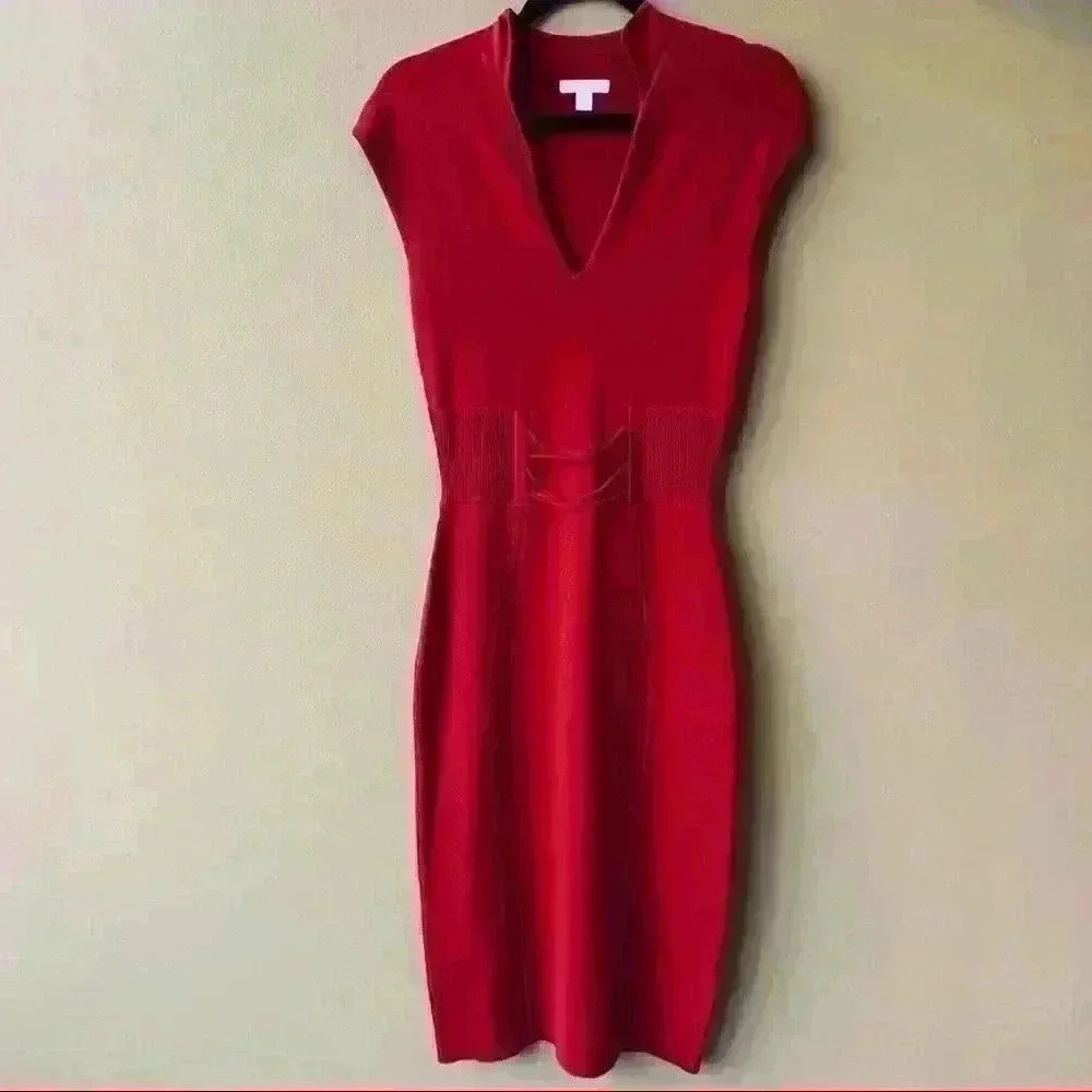 New York & Company Red Midi Sheath Dress. - Picture 1 of 7